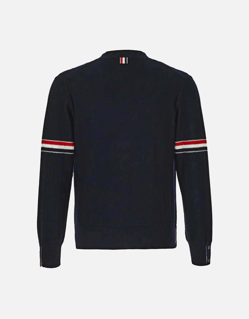 Thom Browne Men's 4 Bar Wool Blend Intarsia-Patterned Cardigan