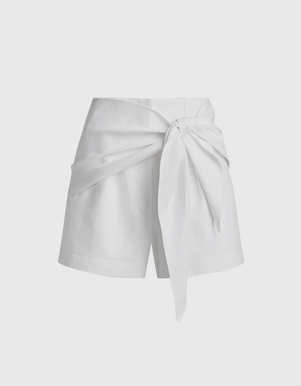 Tibi Tie Front Sculptured Shorts