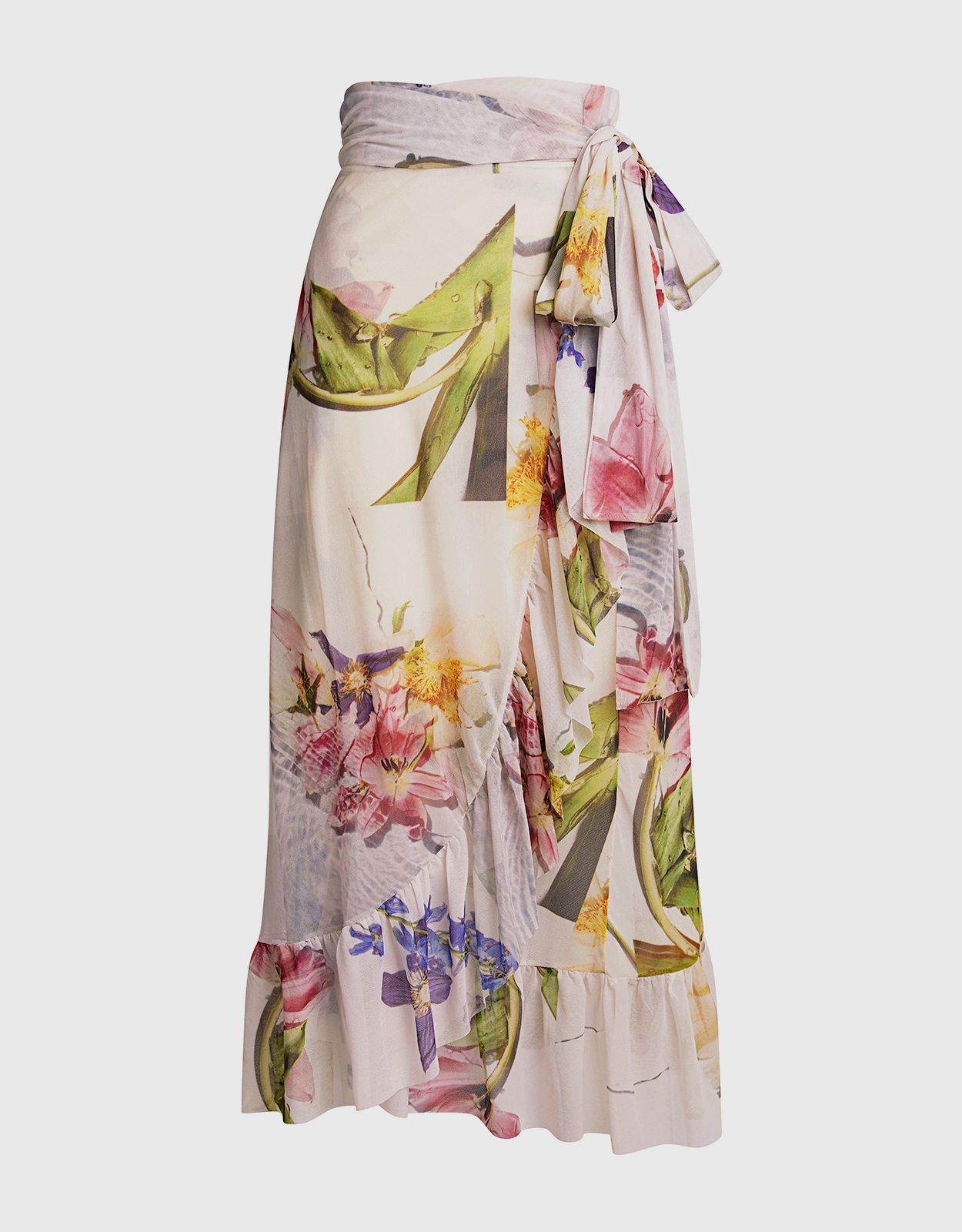 Ganni Tilden Floral Mesh Ruffled Midi Wrap (Skirts,Maxi) IFCHIC.COM