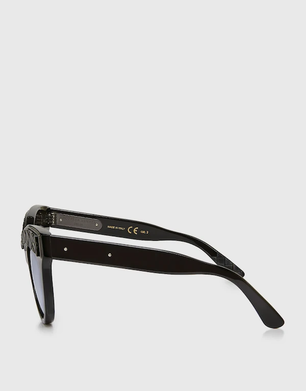 Limited Edition Leather Embellished Cat-eye Sunglasses