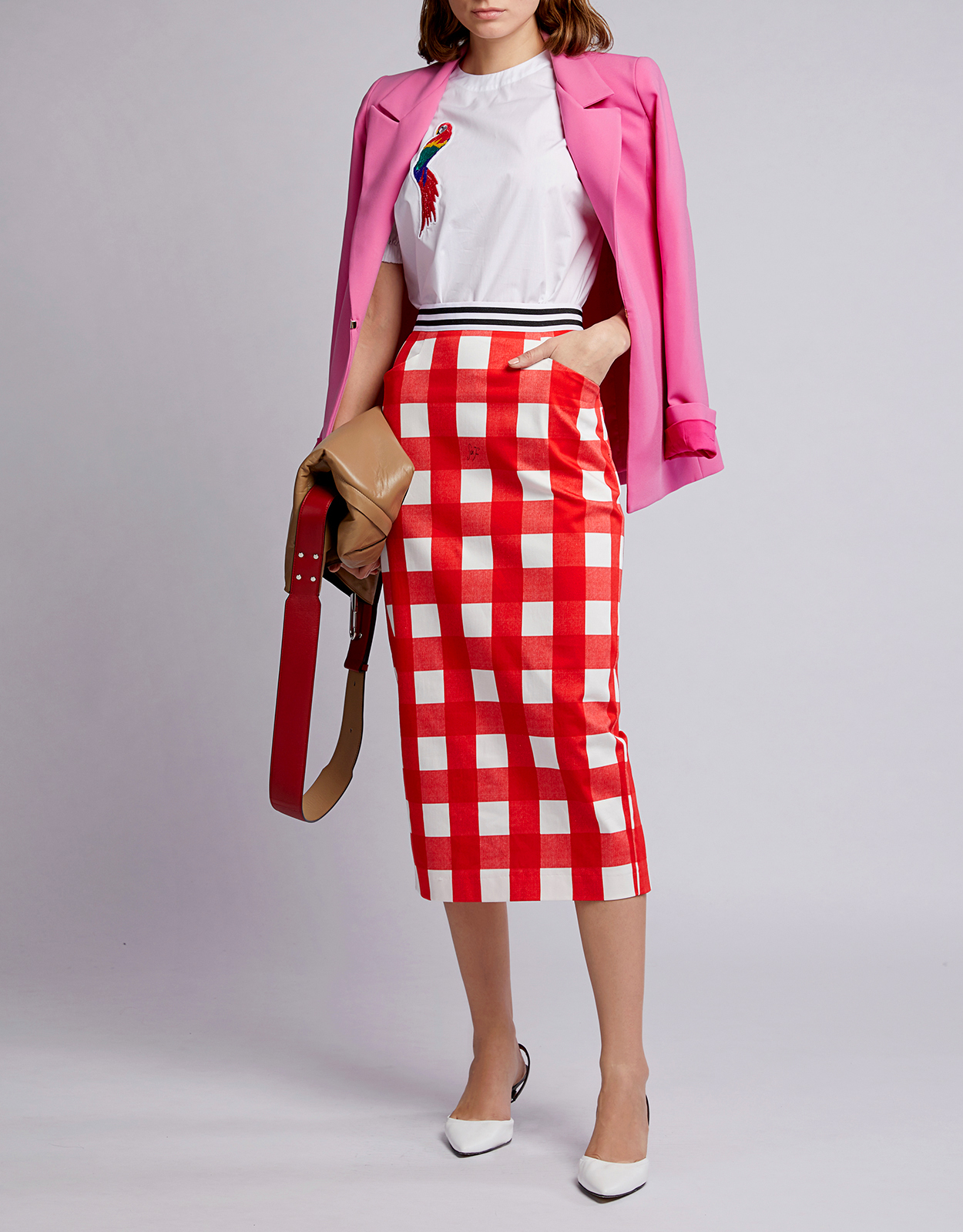 gingham pencil skirt