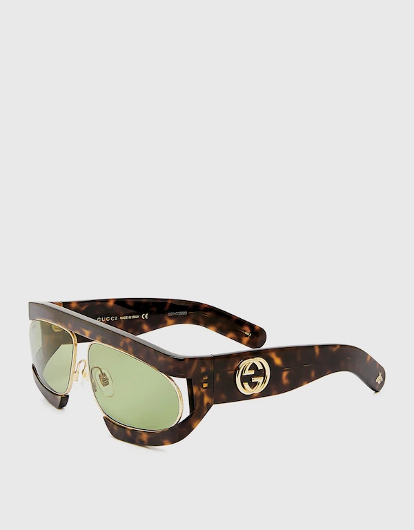 Gucci 琥珀紋方框太陽眼鏡