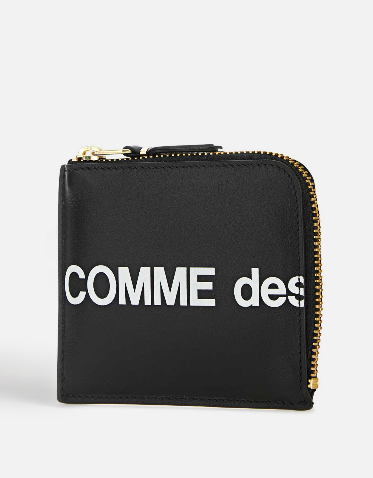 Comme des Garcons Wallet Unisex Calfskin Huge Logo Zipped Short