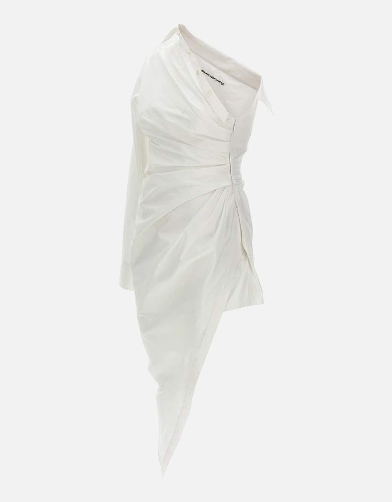 Alexander Wang Cotton Blend Asymmetrical Shirt Mini Dress (Dresses)  IFCHIC.COM