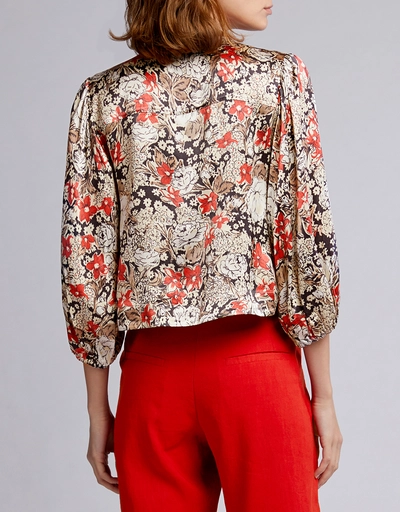 Cameron Floral Satin Cropped Blouse