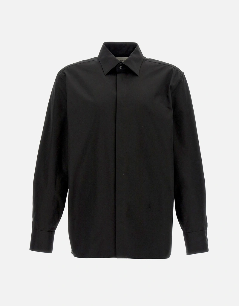 black designer dress shirt The Black Tux Essential Dress Shirt In Black | Size: Medium main image 1