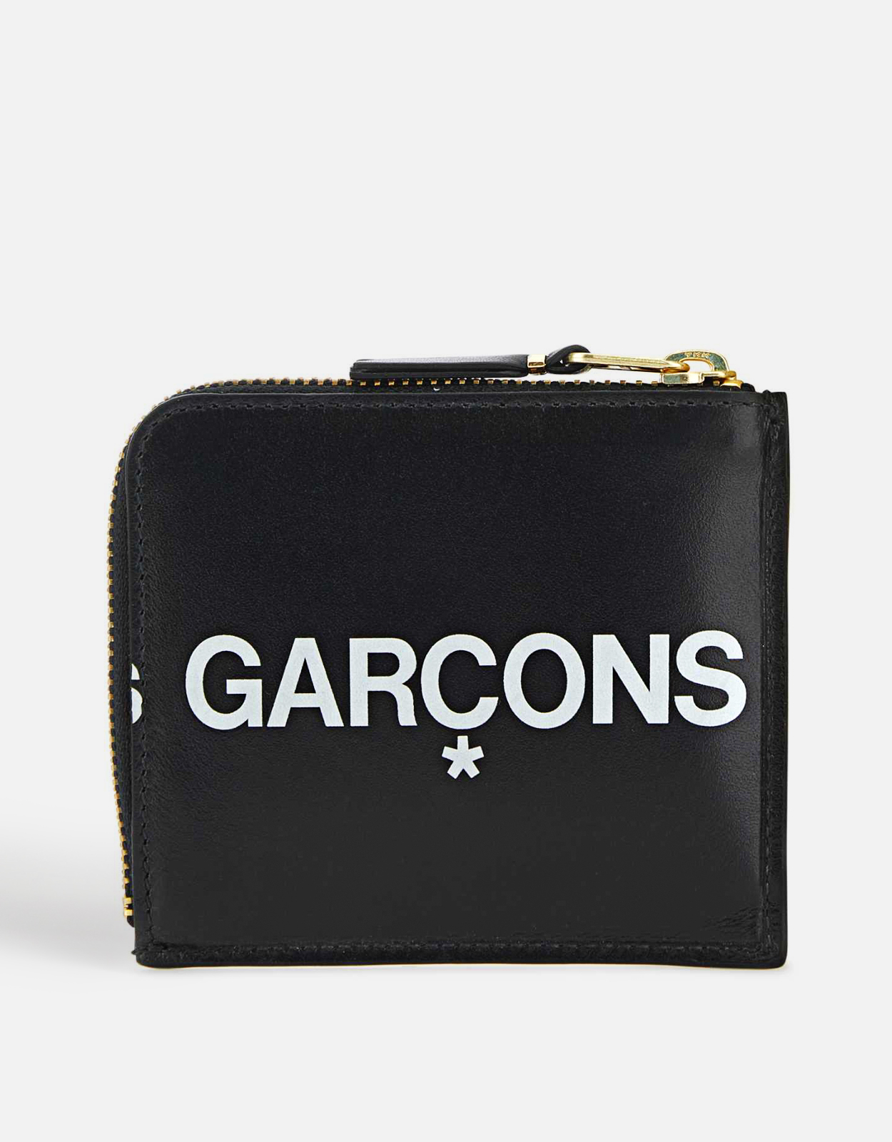 Comme des Garcons Wallet Unisex Calfskin Huge Logo Zipped Short