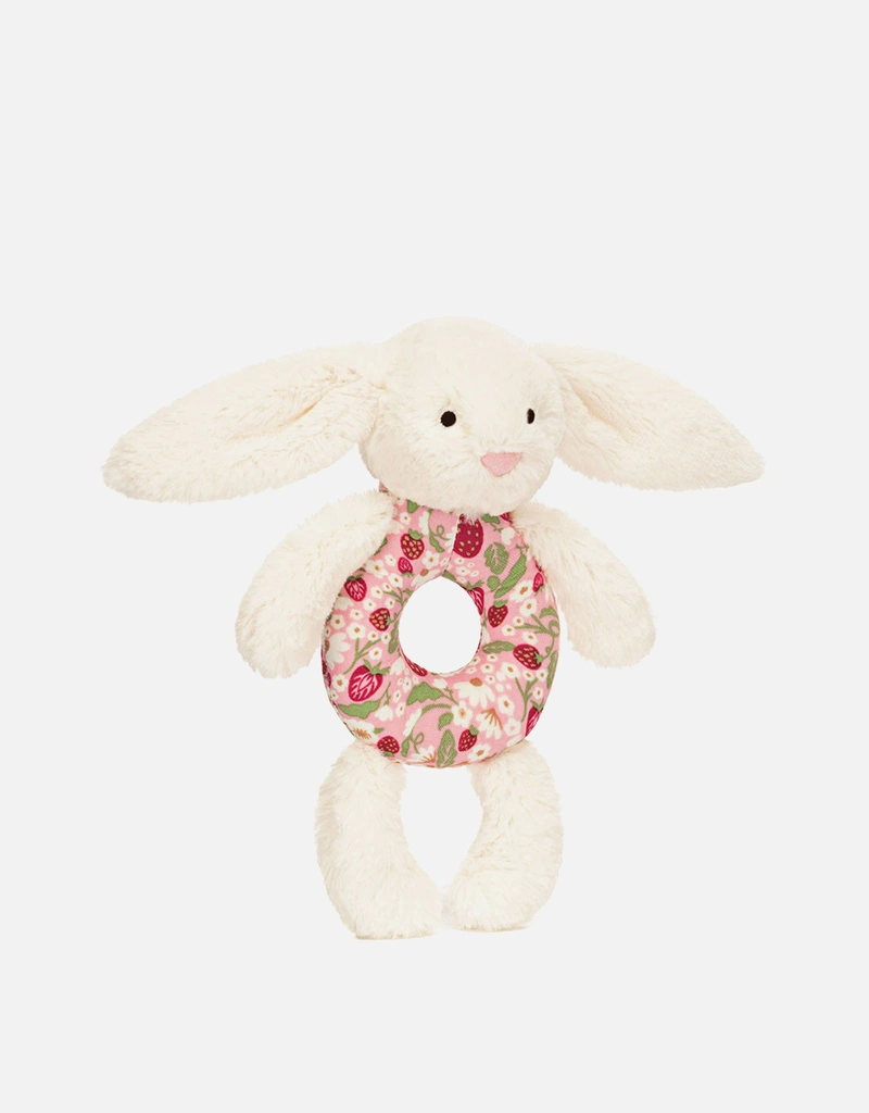 Jellycat Blossom Cream Berry Bunny Soft Toy Ring Rattle (おもちゃ