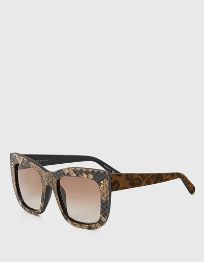 Snake Printed Square Sunglasses