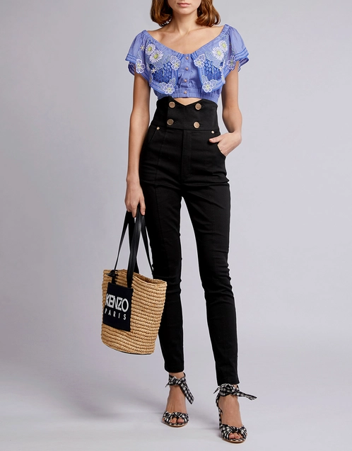 Honeycomb Daisy Off-the-shoulder Cropped Top