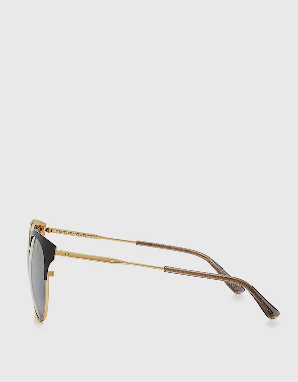Metal Mirrored Cat-eye Frame Sunglasses