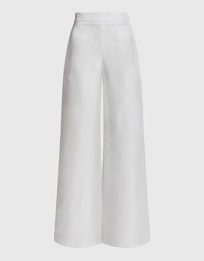 Silk Satin Twill High-rised Wide-leg Pants