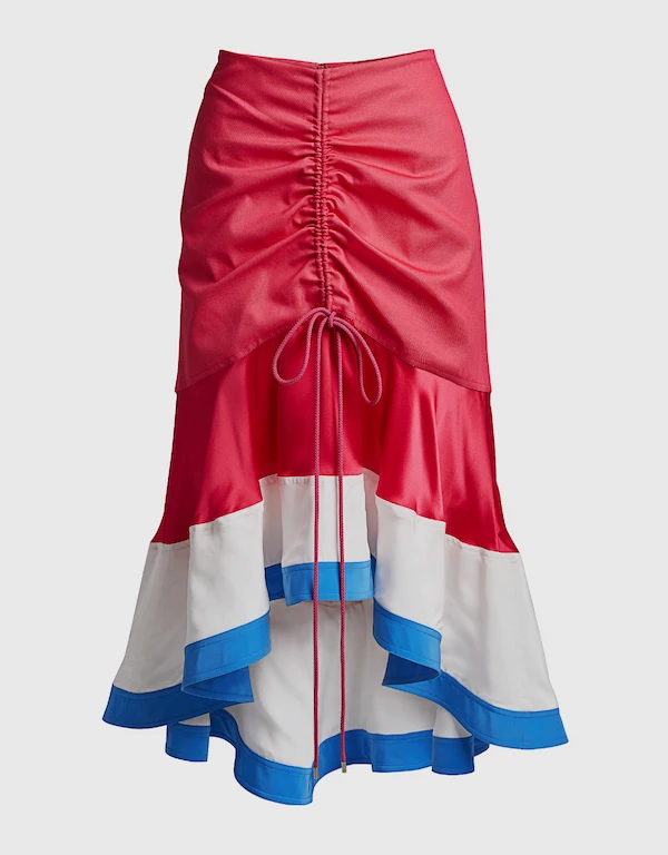 Prabal Gurung Binod Color-block Hi-Lo Midi Skirt