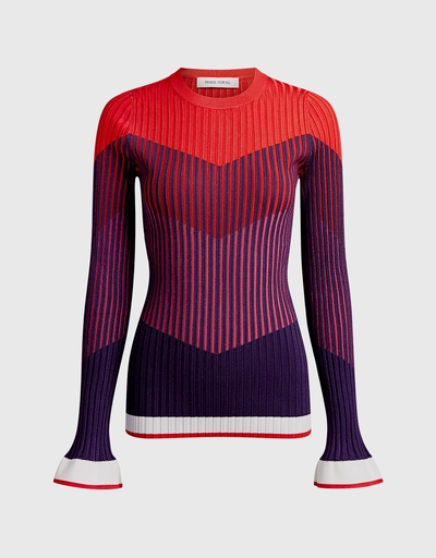 Color-block Stripe Fitted Sweater