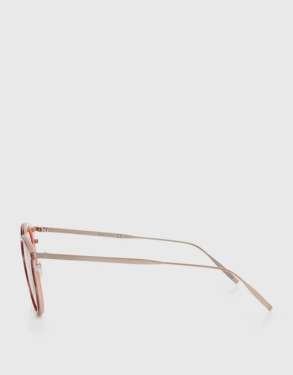 Tomas Maier Transparent Tortoise Round Frame Sunglasses
