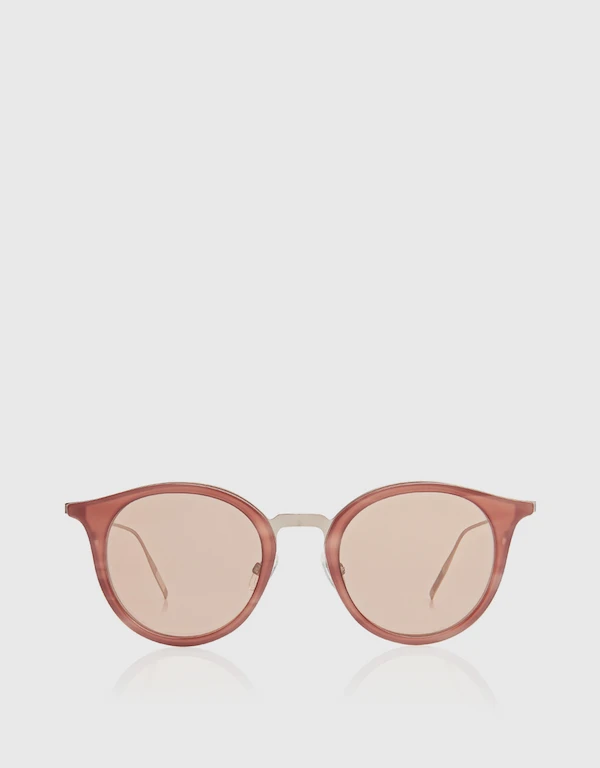 Tomas Maier Transparent Tortoise Round Frame Sunglasses