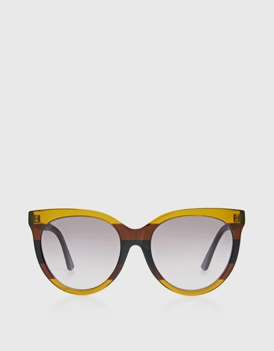 Color-block Striped Cat-eye Sunglasses