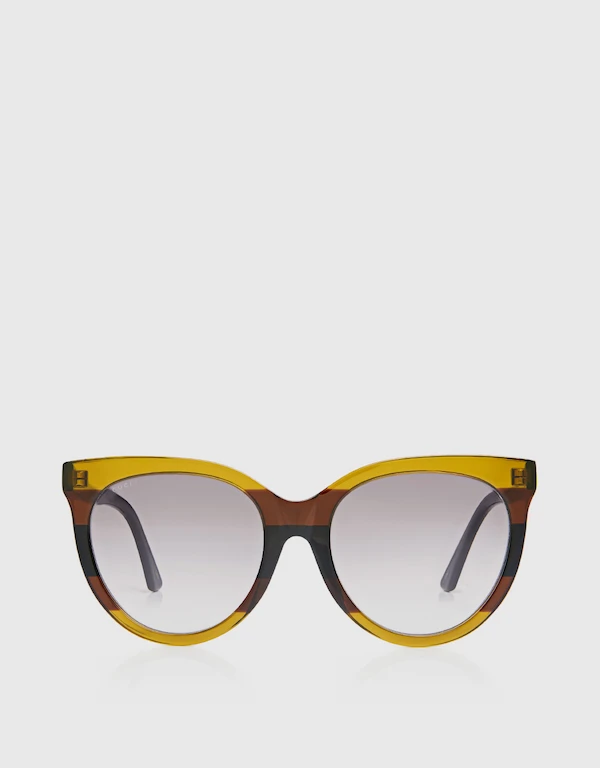 Gucci Color-block Striped Cat-eye Sunglasses