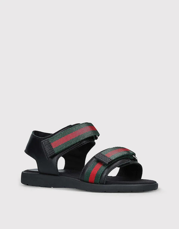 Gucci Kids Gauffrette Leather Sandals 5-8Y