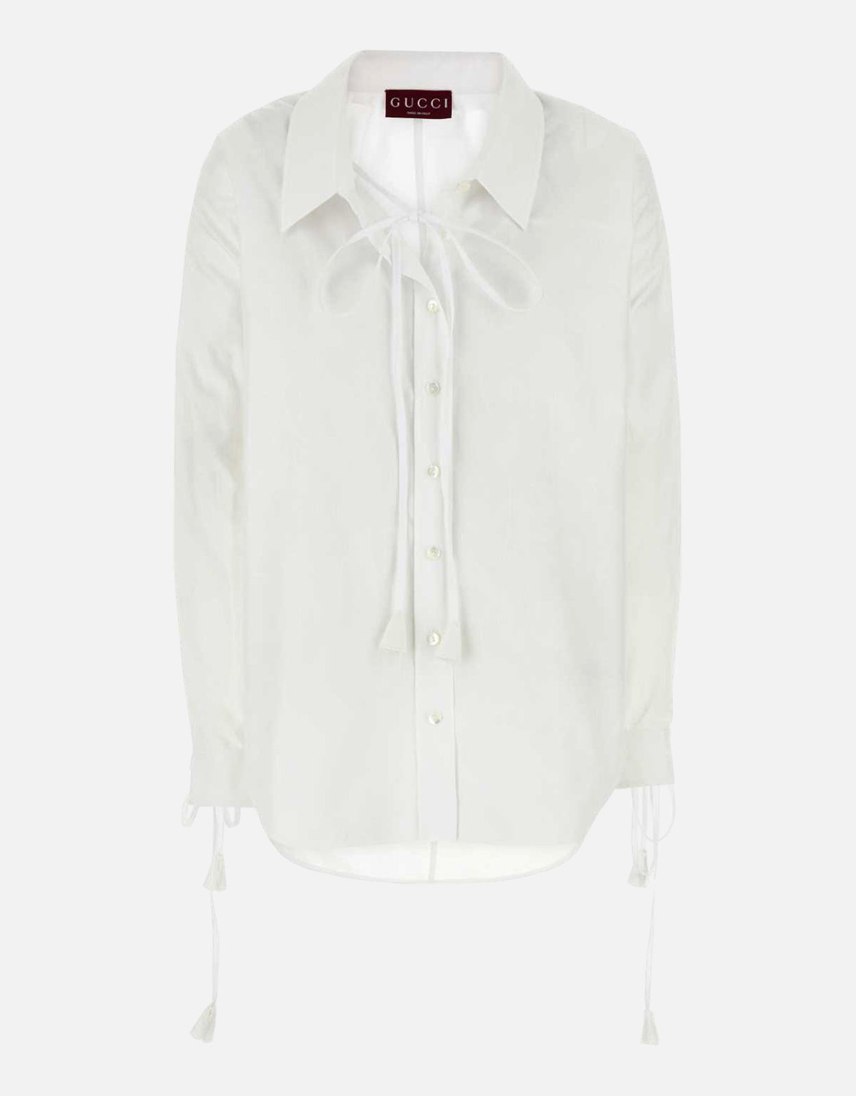 GUCCI ホワイト長袖シャツ リネン Gucci Cotton Floral Jacquard Long-Sleeved Shirt () IFCHIC.COM