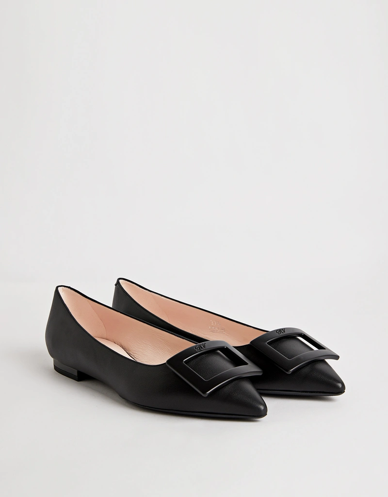 Roger Vivier Gommettine Nappa Leather Buckle Ballerina Flats