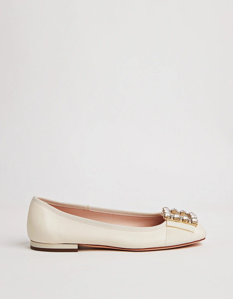 Roger Vivier Très Vivier Nappa Leather Strass Buckle Ballerina