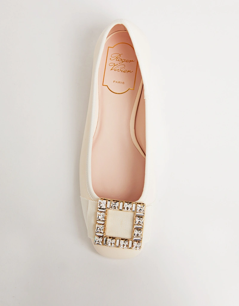Roger Vivier Très Vivier Nappa Leather Strass Buckle Ballerina
