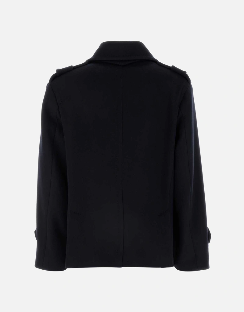 Max Mara Wool Cashmere Dark Blue Short Cut Coat () IFCHIC.COM
