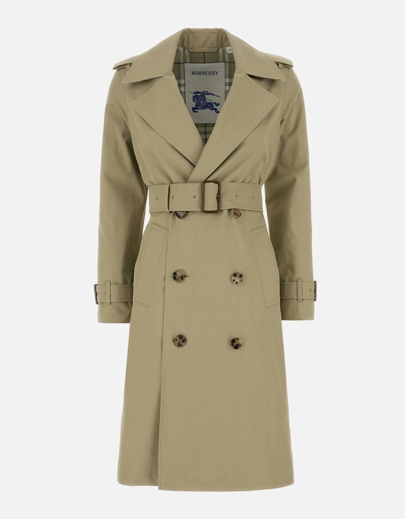 Burberry セージグリーンコットンギャバジントレンチコート () IFCHIC.COM