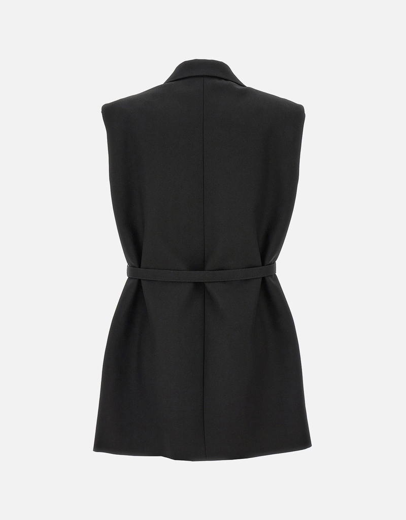 Jil Sander Belted Double-Breasted Wool Vest () IFCHIC.COM