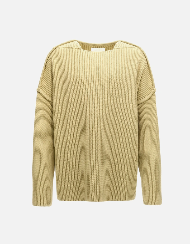 Jil Sander Men's Ribbed Wool Geometric Neckline Sweater () IFCHIC.COM