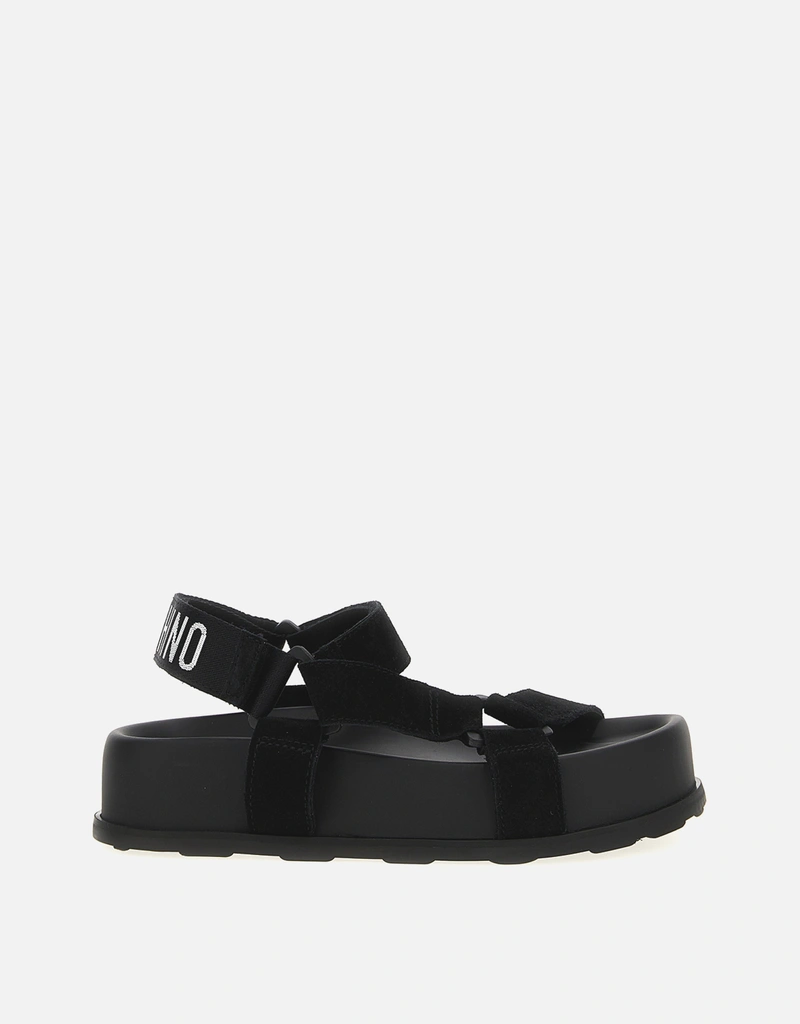 MOSCHINO ビーチサンダル Moschino Calfskin Suede Sandals () IFCHIC.COM