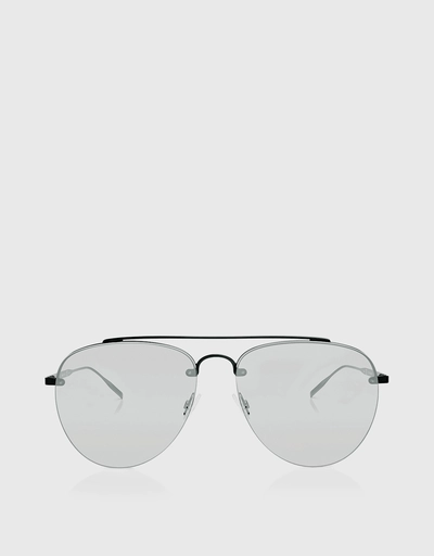 Rimless Mirrored Aviator Sunglasses