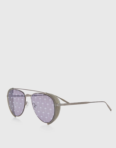 Rubber Blinders Palm Tree Printed Mirrored Aviator Sunglasses