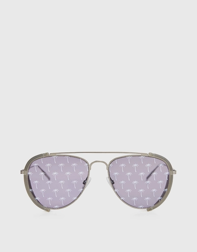 Rubber Blinders Palm Tree Printed Mirrored Aviator Sunglasses