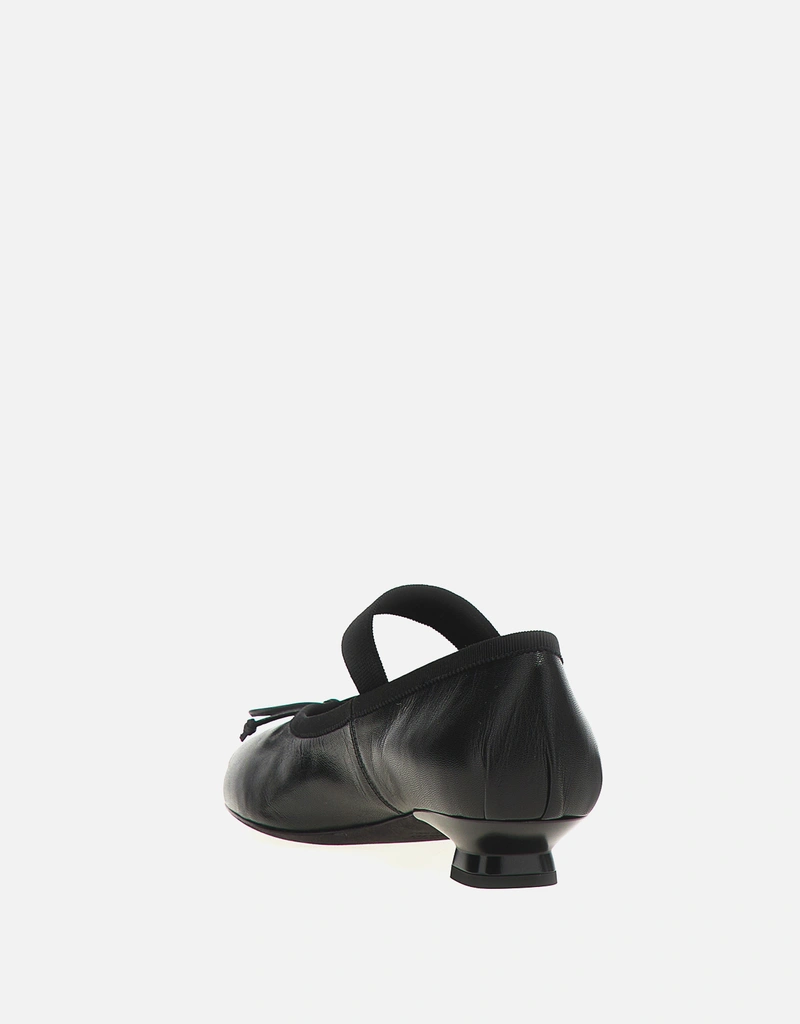 miumiu ナプラック フラットフォーム バレリーナ Miu Miu ロゴ カーフスキンレザー リボンバレリーナフラットシューズ