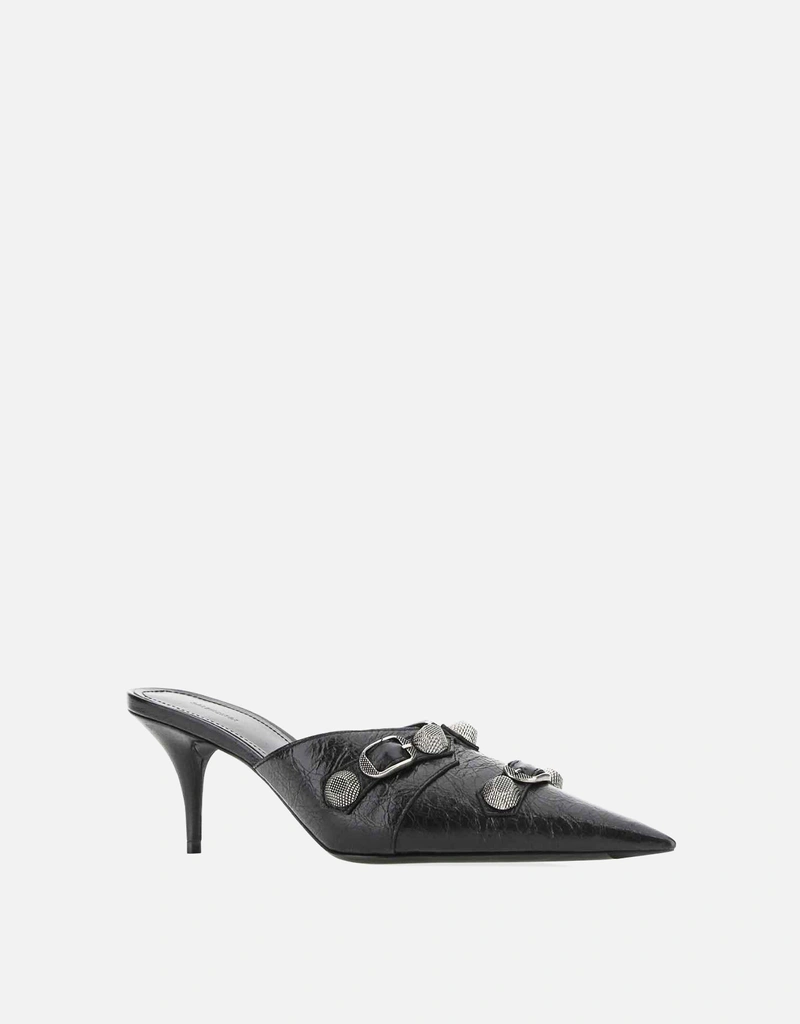BALENCIAGA Cagole ミュール ブラック 37 Balenciaga ブラックレザーカゴールミュール () IFCHIC.COM