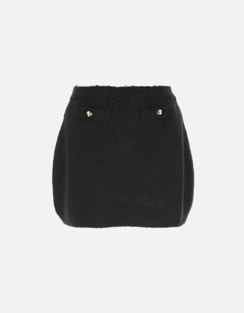 Miu Miu ブラックストレッチウールブレンドミニスカート () IFCHIC.COM