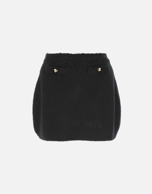 Miu Miu ブラックストレッチウールブレンドミニスカート () IFCHIC.COM