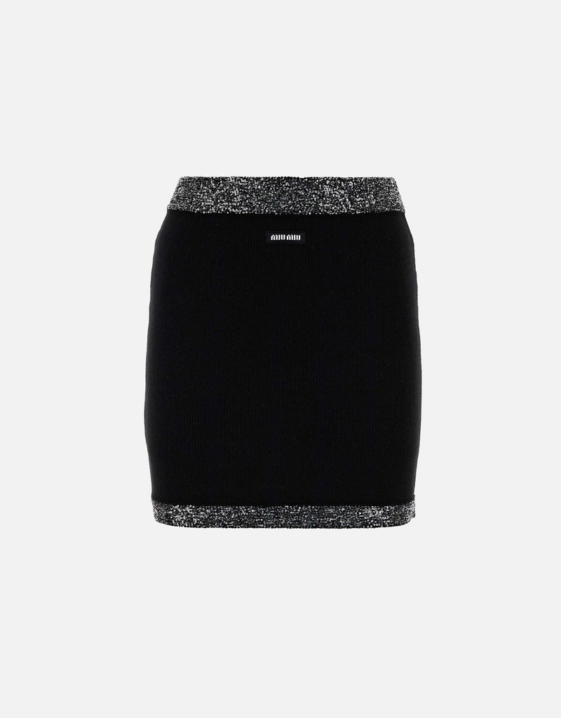 Miu Miu ブラックストレッチカシミヤブレンドミニスカート () IFCHIC.COM