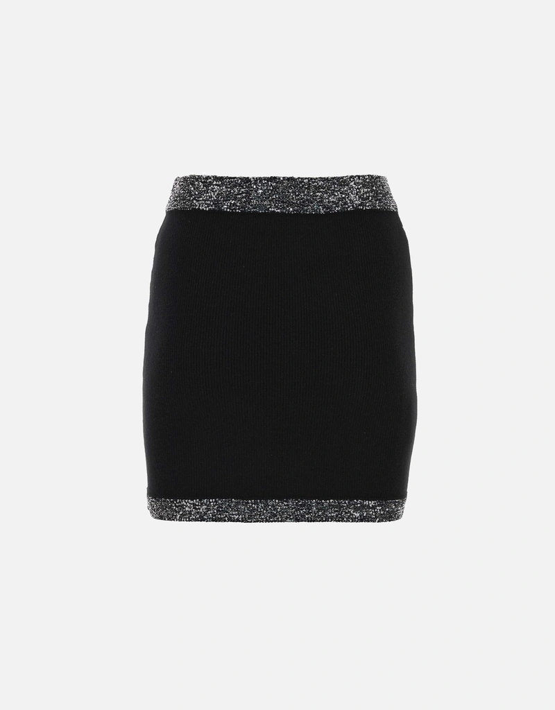 Miu Miu ブラックストレッチカシミヤブレンドミニスカート () IFCHIC.COM