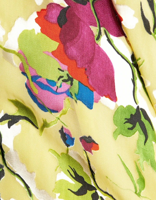 Freja Silk Asymmetric Floral Midi Skirt