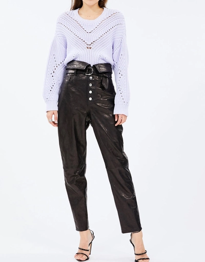 Fekire High-rised Belted Leather Pants