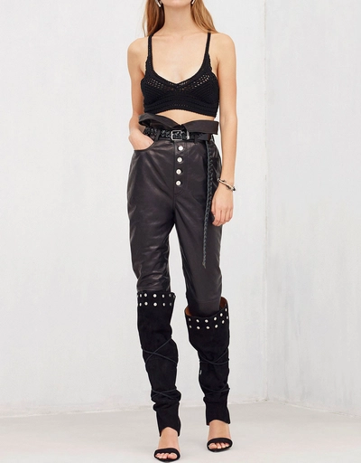 Fekire High-rised Belted Leather Pants