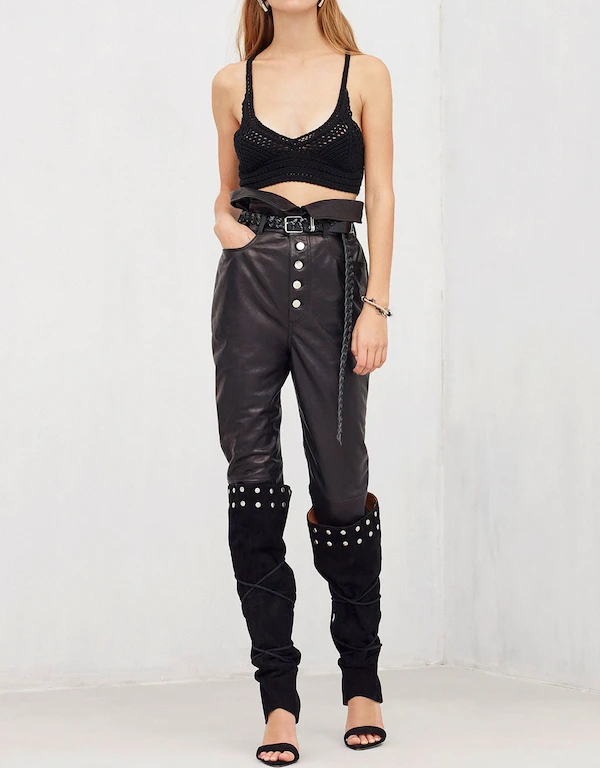 IRO Fekire High-rised Belted Leather Pants