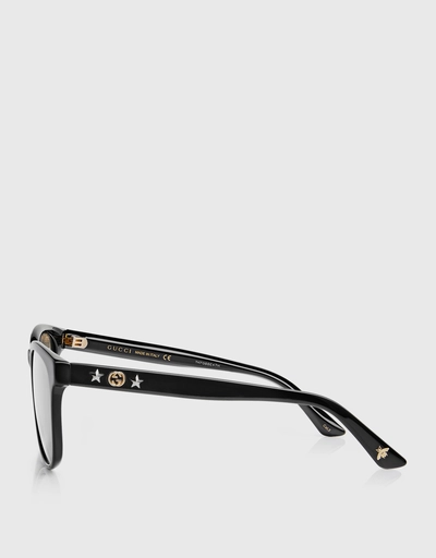 Star Embellished Mirrored Square Frame Sunglasses