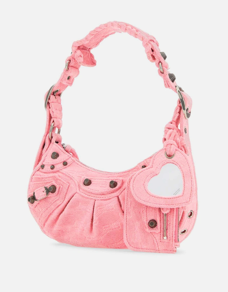 Balenciaga ピンクテリーファブリックルカゴールXSショルダーバッグ