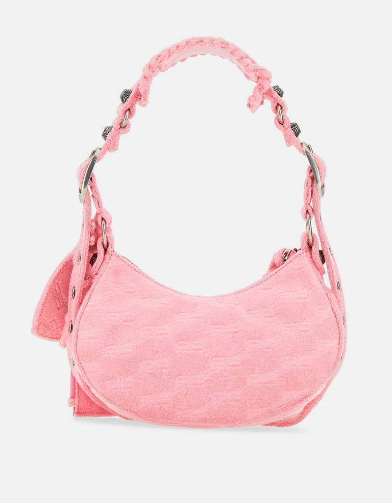 Balenciaga ピンクテリーファブリックルカゴールXSショルダーバッグ
