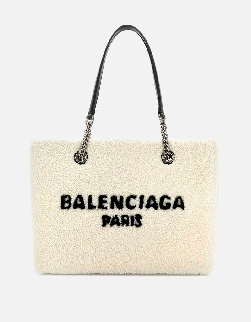 BALENCIAGA ホワイト ハンドバッグ 美品 ぶるー様 Balenciaga ホワイトシアリングデューティフリーマハンドバッグ