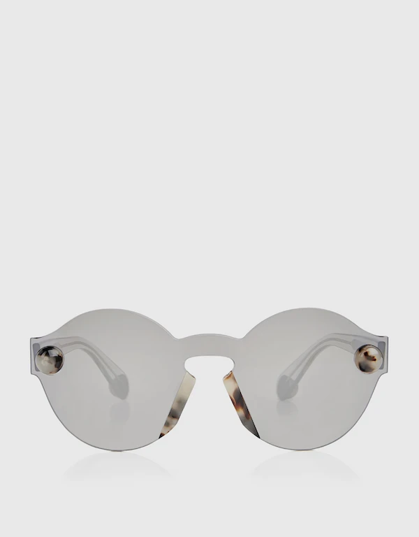 Rimless Tortoise Mirrored Round Sunglasses